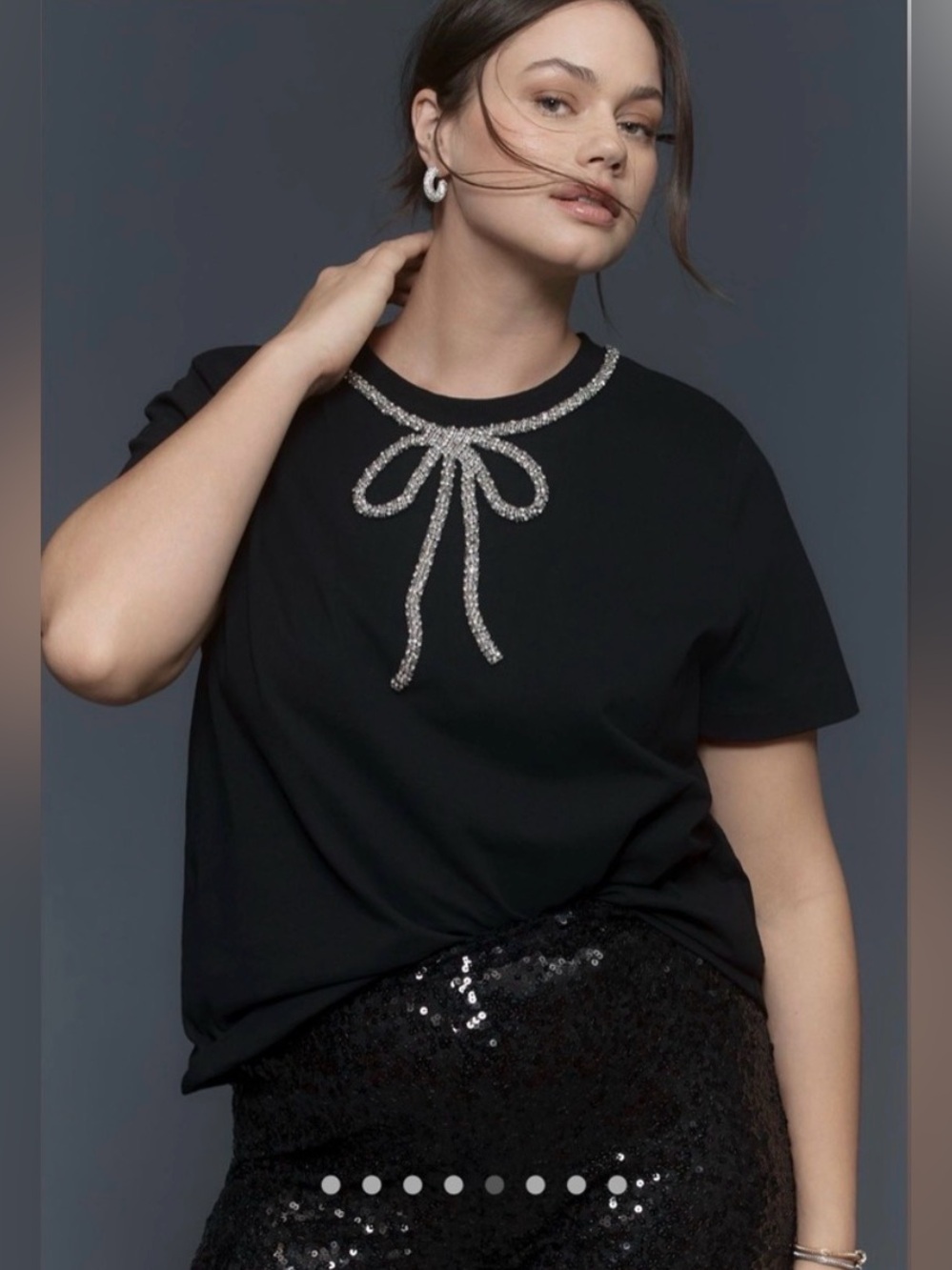 NWT English Factory Rhinestone Bow Top, Size M